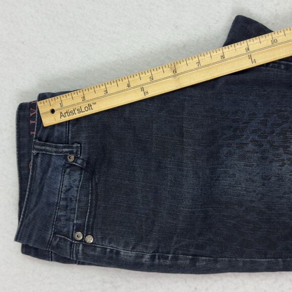 Liverpool Womens Michelles Capri Dark Blue Leopard Print Stretch Denim Size 2 - Picture 7 of 14